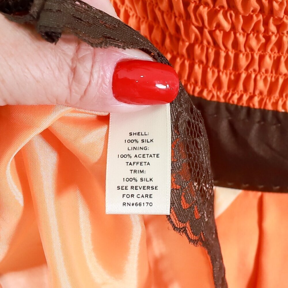 Moulinette Soeurs Orange Halter Dress with Brown Accents - Picture 9 of 11